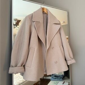 Elegant Women's Double-Breasted Coat - Cream